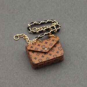 4inch bag charm cute custom bags - Light brown flap bags 0623B84